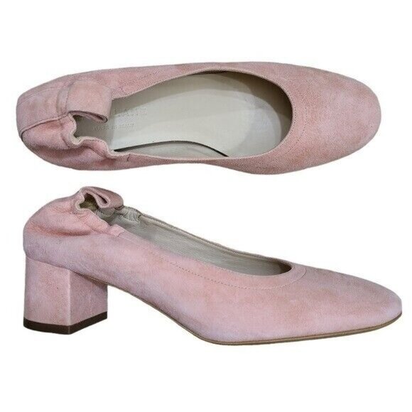 Everlane Shoes - Everlane The Day Pink Suede Block Heel Shoes Size 5.5